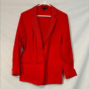 Rock & Republic Chain Reaction Fiery Red Jacket with Studded Collar